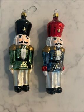 Kurt Adler Kringle Blown Glass Christmas Ornament Vintage Set of 2 Nutcracker